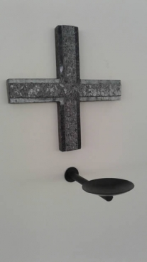 Crucifixo Consagração de Granito Cafe Imperial Flameado e Polido